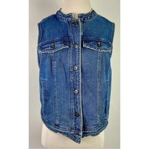 Free People Sleeveless Lace Up Denim Vest